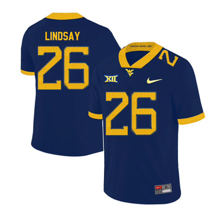 2019 Men #26 Deamonte Lindsay West Virginia Mountaineers College Football Jerseys Sale-Navy